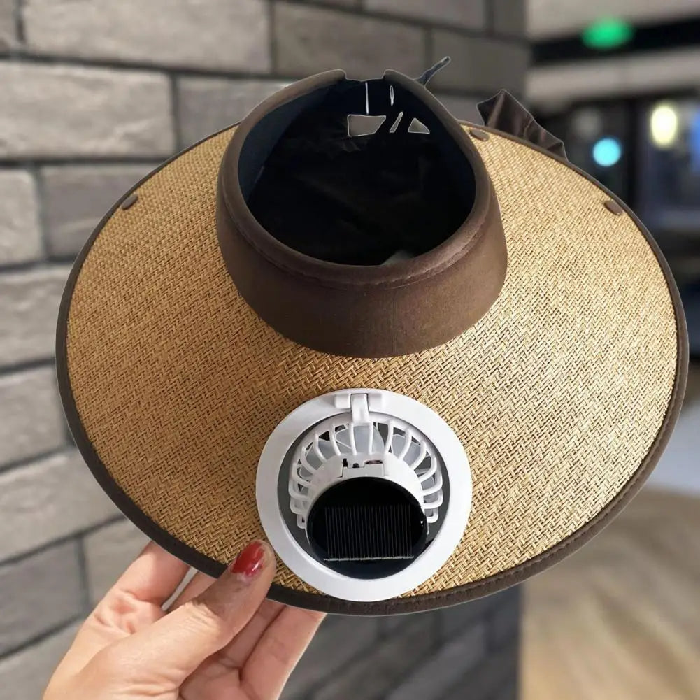 Wide Brim Sun Hat with Solar Powered Fan