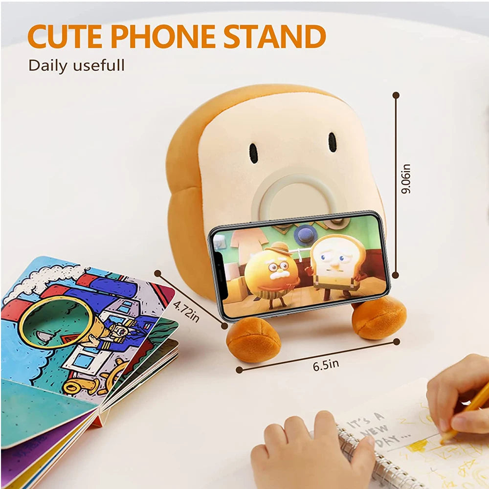 D2 Toast Plush Alarm Clock Lamp Rechargeable Dimmable Bedside Bedroom Clock with Dual Snooze Alarm Kids Cute Decor Night Light